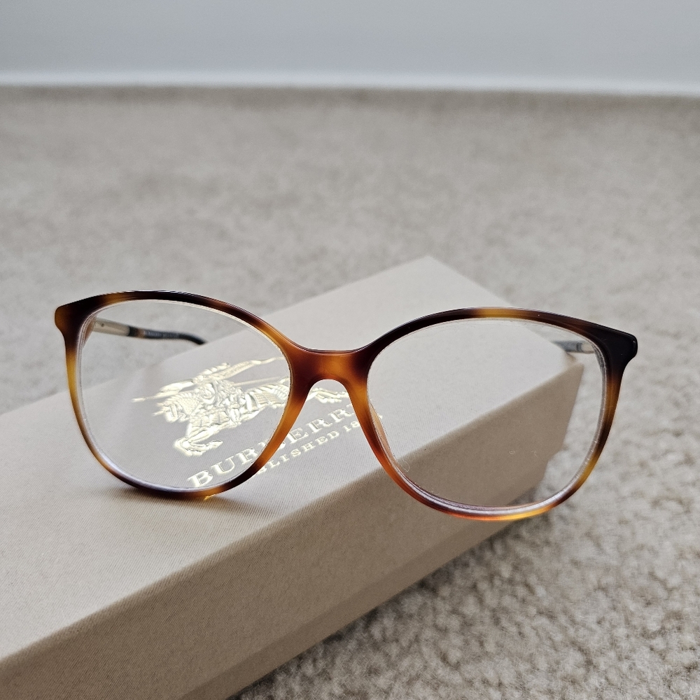 Burberry B2128 rounded oval eyeglasses 52mm brown tortoise shell 52-16-140